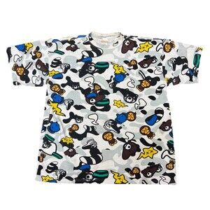 Vintage 213 LA Streetwear Grey Camo Bear All Over Print Tee 2XL Y2K Snoop Era